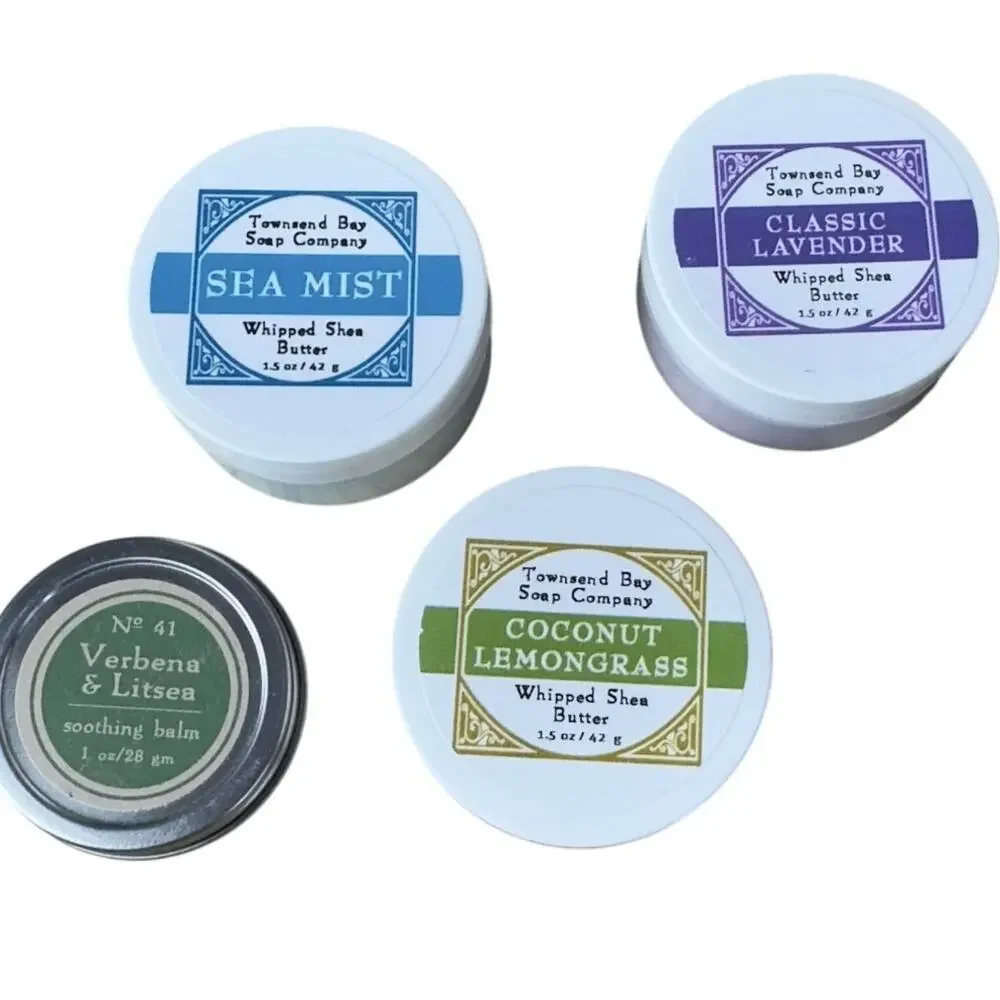 Townsend Bay Soap Company Whipped Shea Butter 1.5‎ oz Set of 3 & 1 Soothing Balm